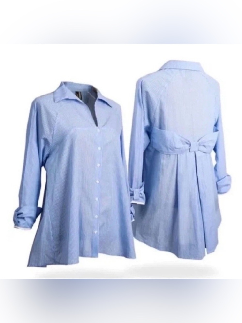 Ravel Linen Button down Bow Back Blouse